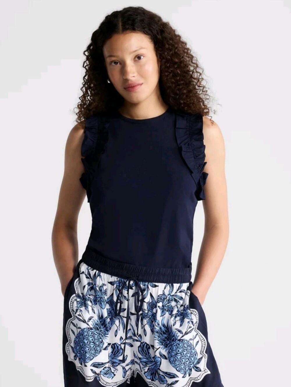 Free Assembly Ruffle Trim Mixy Tank Top